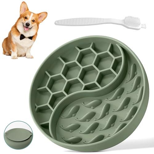 ELUBLU Ciotola Anti Ingozzamento,Tappetino In Silicone Ciotola Cane Anti Ingozzamento,Con Spazzola Per La Pulizia Ciotola Per Cani Anti Ingozzamento Adatto Per Alimenti Secchi E Umidi