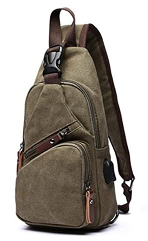 LVUNZJCA Brusttasche für Herren Herren Canvas Brusttasche Schultertasche Umhängetasche Kleine Tasche für Wandern, Reisen, Sport(Grün)