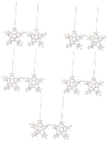 TOPBATHY 10 STK Schneeflocken-Ornamente Makramee-weihnachtsschmuck Boho-untersetzer Weihnachtsdekoration Drinnen Makramee-Auto-hängeornament Christbaumschmuck Heimdekorationen Baumwollfaden