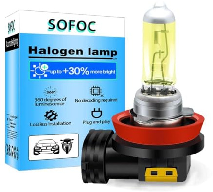 SOFOC-H8 12V Scheinwerfer Nebelscheinwerfer Ersatzlampe PGJ19-1 Gelb 35W 1500lM Helligkeit & Starke Durchdringung 2Stk
