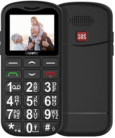 CHAKEYAKE Seniorenhandy mit Großen Tasten | Mobiltelefon Ohne Vertrag mit 1.7 Zoll LCD | SOS-Funktion | Dual SIM Tastenhandy mit Taschenlampe | Ladestation | Schwarz-G180
