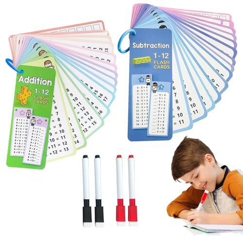 YFCJYBF 1x1 lernen spiel，1x1 Lernkarten Multiplikation/Division Lernspiel mit 30 Übungsblättern，Multiplikationskarten für Kinder, Mathe-Lernkartenspiel, mit 2 Löschbaren Stiften für Kinder ab 5 Jahren