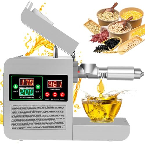 Frantoio, Pressa per Olio Elettrica Automatica, 600w 220v Pressa per Noccioli di Oliva, Macchina Automatica Pressatura Olio Casa Due Modalità Freddo E Caldo, per Arachidi/Sesamo