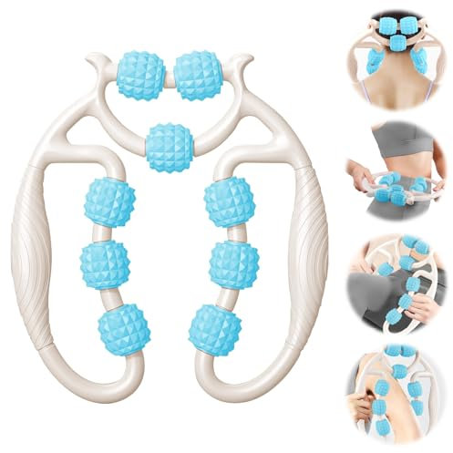 Taozoey Massage Roller, Massageroller, Massageroller Beine, Beinmassagegerät Cellulite Deep Tissue Massage Arm, Massagerolle mit Griff Bein, Massagerolle (Weiß+Blau)