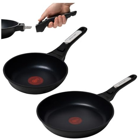 ECODE® Set Padelle Antiaderenti per Induzione e Gas con 2 Manici Removibili – Kit Salvaspazio da 20 e 24 cm Adatte a Forno, Lavastoviglie e Tutti i Piani Cottura – In Alluminio Fuso Non Tossiche