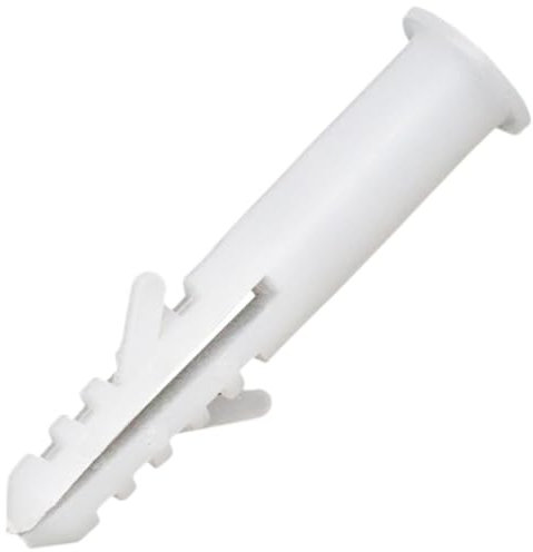 Pack of 100 Plastic Expansion Pipes, Impact Dowels, Expansion Tube, Cavity Dowels, Nail Dowels, Plastic Wall Mounting Bolts without Screws for Hollow Drywall Wall Mounts, White, M6 x 28 mm