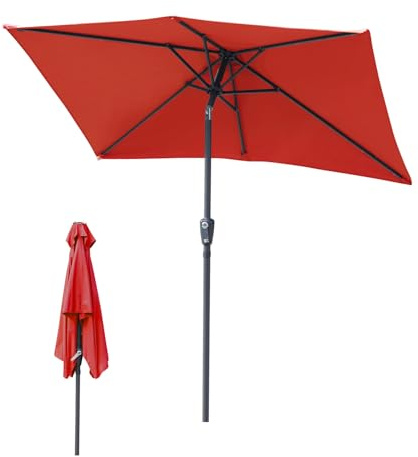 Eulenke Sonnenschirm 2x3m, beidseitig um 30° Kippbar, gartenschirm UV-Schutz Polyester Schirmstoff, Wasserabweisend und schmutzabweisend, Rechteckigschirm ohne Ständer, Rot