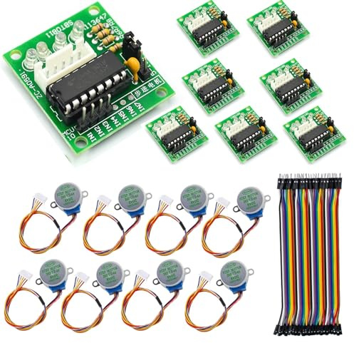 GERUI 8er 28BYJ-48 Schrittmotor mit ULN2003 für Arduino | 5V 28BYJ-48 Stepper Motor mit ULN2003 Treiberplatine, 8er Set für Arduino Projekte, einfache Programmierung