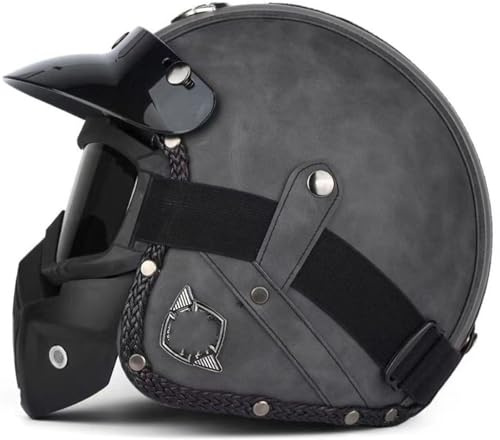 Mezzo Casco Jet Caschi Moto Retrò Casco Scodella Portatile, DOT/ECE Omologato Mezzo Elmetto Da Moto Retrò Con Pare-Soleil Per Uomo Donna Biker Cruiser Scooter Touring