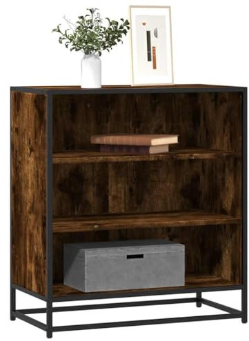 SDWEHO7 Modernes Sideboard, Kommode mit 3 Fächern, Wohnzimmerschrank Beistellschrank Flurschrank für Schlafzimmer Wohnzimmer, Räuchereiche 68x35x76 cm Holzwerkstoff und Metall