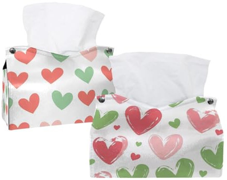Confezione da 2 custodie a forma di cuore astratto (1) porta fazzoletti per il viso, per bagno, cassettiere, comodini, salotti e uffici