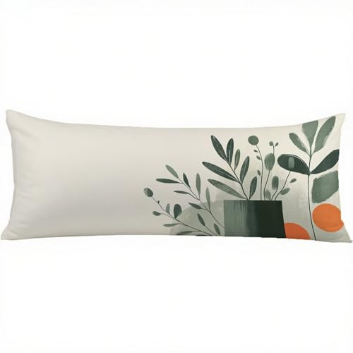 Seitenschläferkissen Bezug 120x40cm Grün Kissenbezug Beige Muster kopfkissen, Doppelseitig Drucken Samt Pillow Case, Body Pillow Schwangerschaftskissen & Seitenschläferkissen 40 x 120 w-1448
