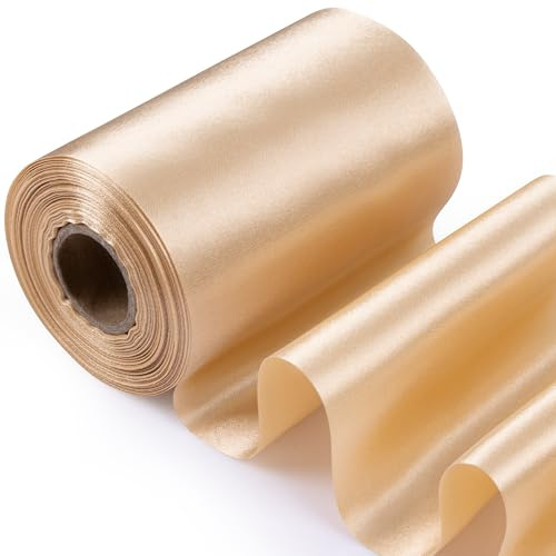 Foshird Geschenkband Gold 10cm x 20m Breit Schleifenband Hochzeit Satinband Bänder zum Basteln Schleifen Groß für Öffnung Auto Geburtstage Weihnachten DIY