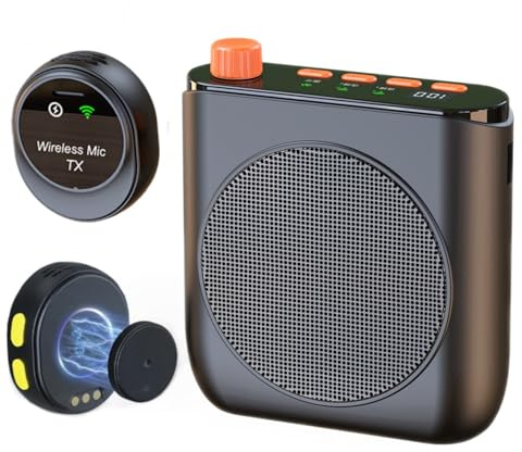 Amplificador de voz inalámbrico con micrófono Lavalier inalámbrico, altavoz portátil megáfono con clip de solapa dual Lavalier, micrófono Bluetooth para profesores, transmisión, clase, discurso