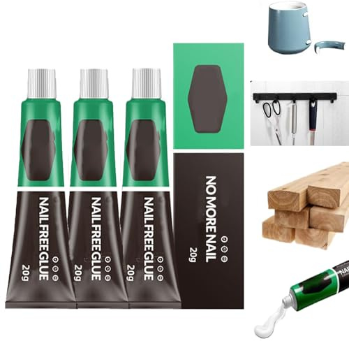 3pcs All-purpose Glue,Colle Tout Usage,Nail-Free Glue Adhesive Sealant,Colle Forte,Séchage Rapide, Remplace les Clous en Fer,pour le Plastique, la Céramique, le Bois et le Métal