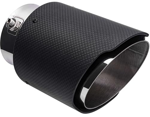 RECAMBO Auspuffblende 160x105mm Edelstahl Chrom mit Carbon-Optik gerade universal - einfache Montage - fester Sitz - aufwertende Heckoptik - langlebige Oberfläche - sauberes Finish