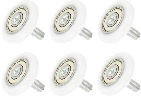 QUARKZMAN 6Pz Rotelle Box Doccia 28mm x 6mm Passo 6mm, Cuscinetti Box Doccia in Nylon Ruote di Ricambio Puleggia per Cassetti Guide per Porte Scorrevoli Bianco, M6 x 10mm Filettatura
