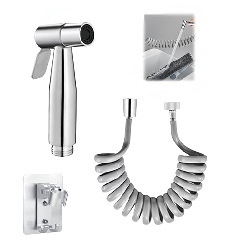 AnBoxiaodian Lot de 3 douchettes à main en acier inoxydable pour salle de bain -vaporisateur de toilette douchette, douchette de lavabo, WC, douche, toilettes pour lavabo, douche (argenté)