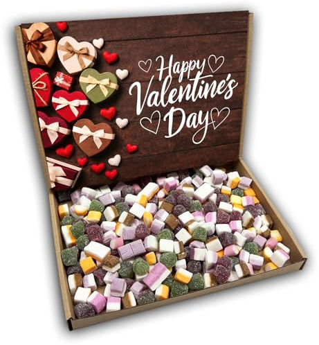 Dolly Mixtures Happy Valentines Day Sweets Gift Box Hamper (RUSTIC VALENTINES FRONT)