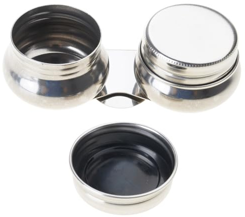Double Dipper Painting Pots Container Palettes Cup Metal Pallete Cup Oil Paints Pots Art Supplies for Drawing Oil Painting Palettes Cup