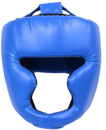 SheerFaring Casco Boxe Protettivo Allenamento Sportivo Casco Protezione Testa Ventilato PU Casco per Sparring E Karate Guancia Morbida Comfort per Extra, Blu Adulto