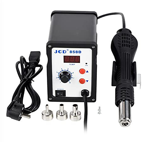 Stazione di saldatura, JCD. Hot Air 858D stazione di saldatura 11 LED 0V 220V 700W Digital calore aria Saldatura riparazione rilavorazione SMD. Saldatore(Noir)