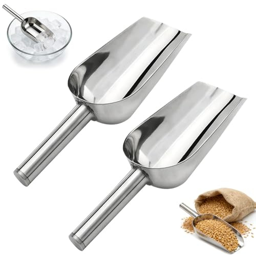 ZYEKIU Ice Scoop for Bar 2 PCS Scoops for Food Ice Scoop Stainless Steel | Nonstick Anti Freeze Easy to Release and Clean Heavy Duty Durable Design for Gelato Cookie Dough and Mashed Potatoes