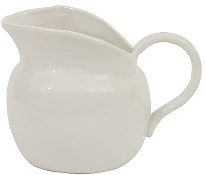 Creative Co-Op 14-Ounce Stoneware Vintage Reproduction Creamer Pitcher, White