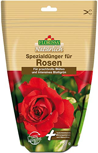 Florissa Natürlich 58739 BIO Rosendünger für schnelle Nährstoffverfügbarkeit im Frühjahr |biologisch haustierfreundlich | im wasserdichten, wiederverschließbaren Beutel, 750 g