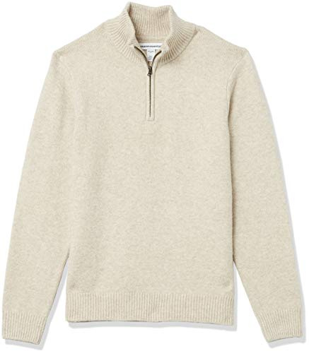 Amazon Essentials Herren Soft-Touch-Pullover mit Viertelreißverschluss und Langen Ärmeln, Gebrochenes Weiß, XL