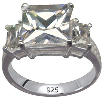 Ring Fingerring Karree Echt Sterling Silber 925 Zirkonia Kristalle Weiß Liebe Glaube Hoffnung Emotion Symbol Motiv Stil Objekt extravagant gut schön modisch weiss klar transparent