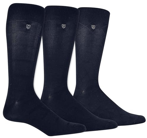 Chaps mens Assorted Soft Dress Crew With Argyle Fashion Patterns (3 Pack) Sock, Navy, Shoe Size 6-12 US