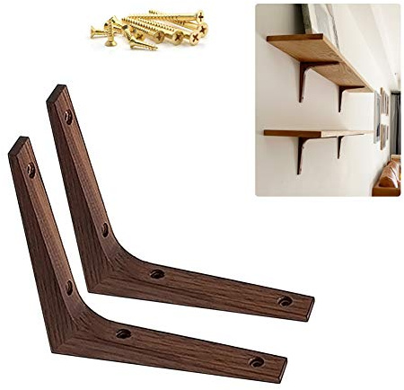 DIYH VintageRegal Unterstützung Winkelträger Wandregal, Winkel Regalträger Log Schwerlastwinkel, Mit Schrauben, Vintage Dekoratives,Buche (FAS-Sorte) / Nussbaum (FAS-Sorte)
