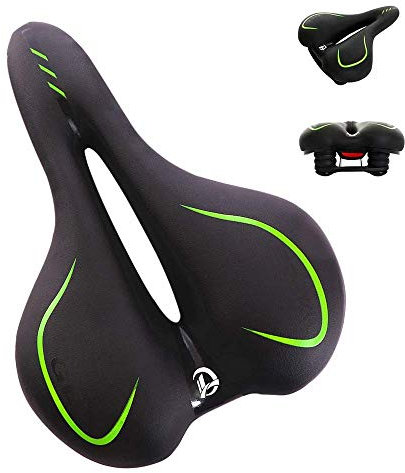 MU Bergrennradsattel, Fahrradsitz, Fahrradsattel Profi Mountainbike Gel Sattel Mtb Fahrrad-Kissen Wasserdicht Für Männer, Frauen,Grün