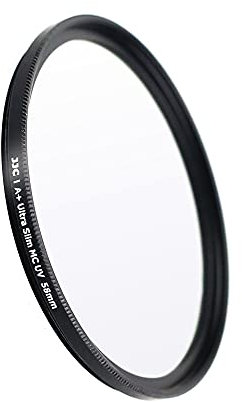 JJC Filtro UV de 58 mm, ultra delgado, multicapa, protección ultravioleta, filtro de lente para Canon Sony Nikon DSLR lente con rosca de 58 mm