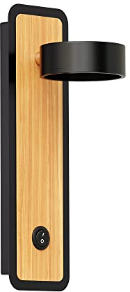 ledscom.de Lámpara de lectura/plafón de pared RUTI, interruptor, negro/mate efecto madera, 1x GX53 máx. 60W