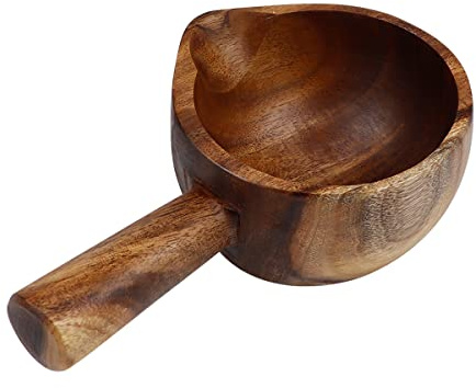 DOERDO DD Wooden Water Ladle Japanese Style Spoon, 14.5x14.5CM | Multipurpose Wooden Scoop, Kitchen Tool