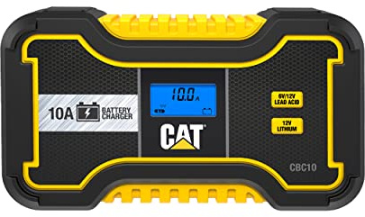 Cat erpillar CBC10 Chargeur de Batterie Professionnel 10 A pour Batteries au Plomb 6 V/12 V et Batteries au Lithium 12 V