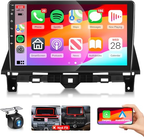 5G WiFi Radio for Honda Accord 8th 2008-2012 Car Stereo with Wireless Carplay Android Auto,10.1 Inch 1080P Touch Screen EQ DSP Bluetooth FM/RDS GPS Chip 26UIs with AHD Backup Camera Mic