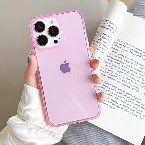 Custodia per telefono trasparente color caramella per iPhone 14 13 12 11 Pro Max XR XS X 8 7 Plus SE 3 Mini cover posteriore in silicone morbido, rosa, per iPhone 14 Plus