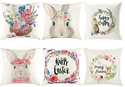Kissenhülle Ostern 6 Stück, Ostern Kissenbezug 45x45