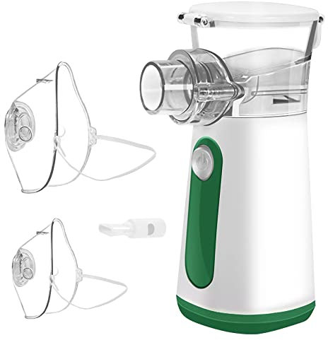 Inhalationsgerät Tragbar,Inhalator Vernebler Geräuscharmes Mesh Nebulizer Inhaliergerät Set mit Mundstück und Maske für Kinder Baby und Erwachsene bei Erkältungen Atemwegserkrankungen