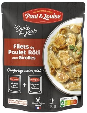 PAUL & LOUISE - PAUL ET LOUISE FILETS DE POULET ROTI AUX GIROLLES 180G - LOT DE 3