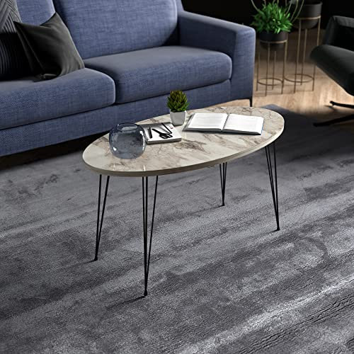 [en.casa] Couchtisch Skævinge Beistelltisch 43 x 90 x 50 cm Kaffeetisch aus Spanplatte und Metall Sofatisch für Wohnzimmer Schlafzimmer Marmor, weiß