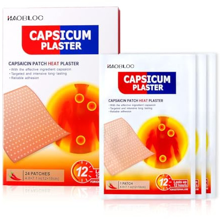 24 Pcs Capsicum Plaster Capsaicin Patch (7.09 * 4.72 in), Porous Capsicum Heat Plaster