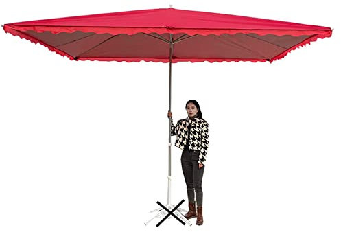 NAMVI Parasol Rectangular Grande 2.5m, Parasol Exterior, Sombrilla Playa, Toldo Comercial, Plegable Sin Base, Disponible En Tres Colores (Color : Red)