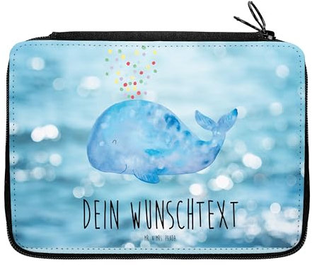 Mr. & Mrs. Panda Personalisierte Federmappe Wal Konfetti - Geschenke, Wale, Meer, Stifterolle, mit Namen, Stiftemappe, Motivation, Federmäppchen, Trennung, Geburtstag, PersonalisierteS