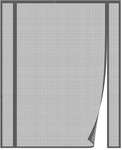 Risareyi Fiberglas Fliegengitter Tür 150x205cm, Magnet Insektenschutz Magnetvorhang Fliegengitter Doppeltür Doppelter Seitliche Öffnung für Schiebetür Balkontür Terrassentür, Ohne Bohren, Grau