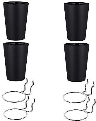 4 Sets Pegboard Cups with Pegboard Hooks, Pegboard Bins with Rings, Hooks for Pegboard Cup Holder for Organizing Accessories Tools Storage Office Workshop Garage Workbench Black