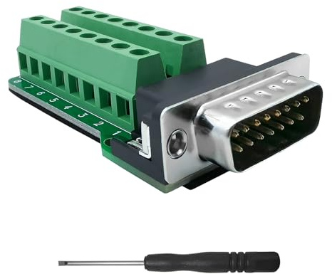 iYueMps DB15 Adapter 15-polig Stecker Breakout Adapter D-SUB RS-232 Seriell Auf 15-poliger Lötfreies Klemmenblock Signalmodul Mit Isoliertem Pad